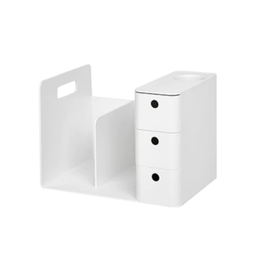 Litem | Combo Book Rack with 3 Drawers| 2 Bookshelf| 1 Pen Stand | White