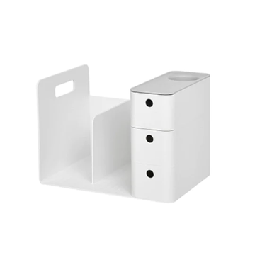 Litem | Combo Book Rack with 3 Drawers| 2 Bookshelf| 1 Pen Stand | Cool Grey