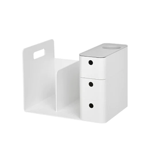 Litem | Combo Book Rack with 3 Drawers| 2 Bookshelf| 1 Pen Stand | Cool Grey