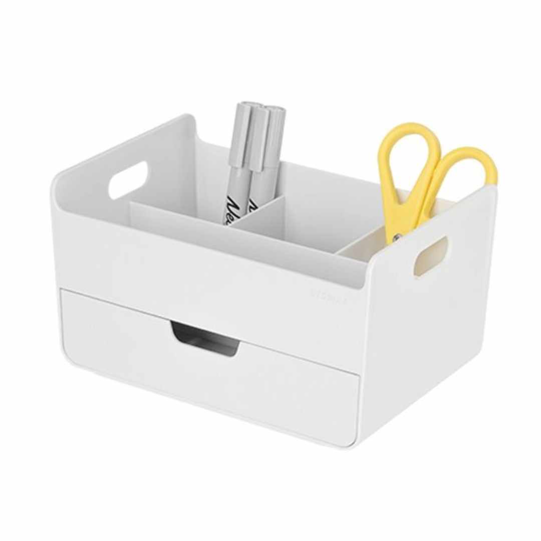 Sysmax | Combo Desk Organizer with 4Compartments  | 1 Drawer | White