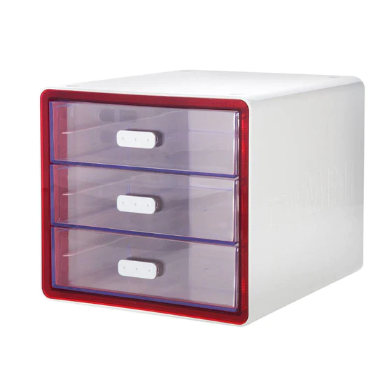 Sysmax | Multi Utility Mini Cabinet | 3 Drawers |Organizer | Red |For Office & Home