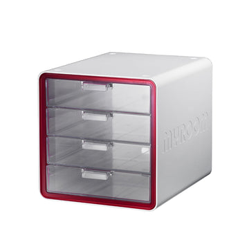 Litem | Multi Utility Storage Cabinet | 4 Drawers | Organiser | Red | My Room | For Office & Home