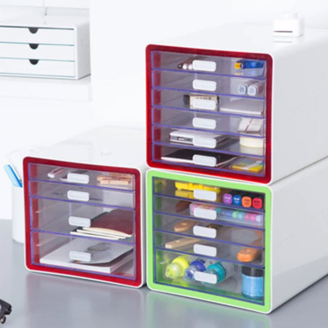 Litem | Multi Utility Storage Cabinet | 6 Drawers | Organiser | Red | My Room | For Office & Home