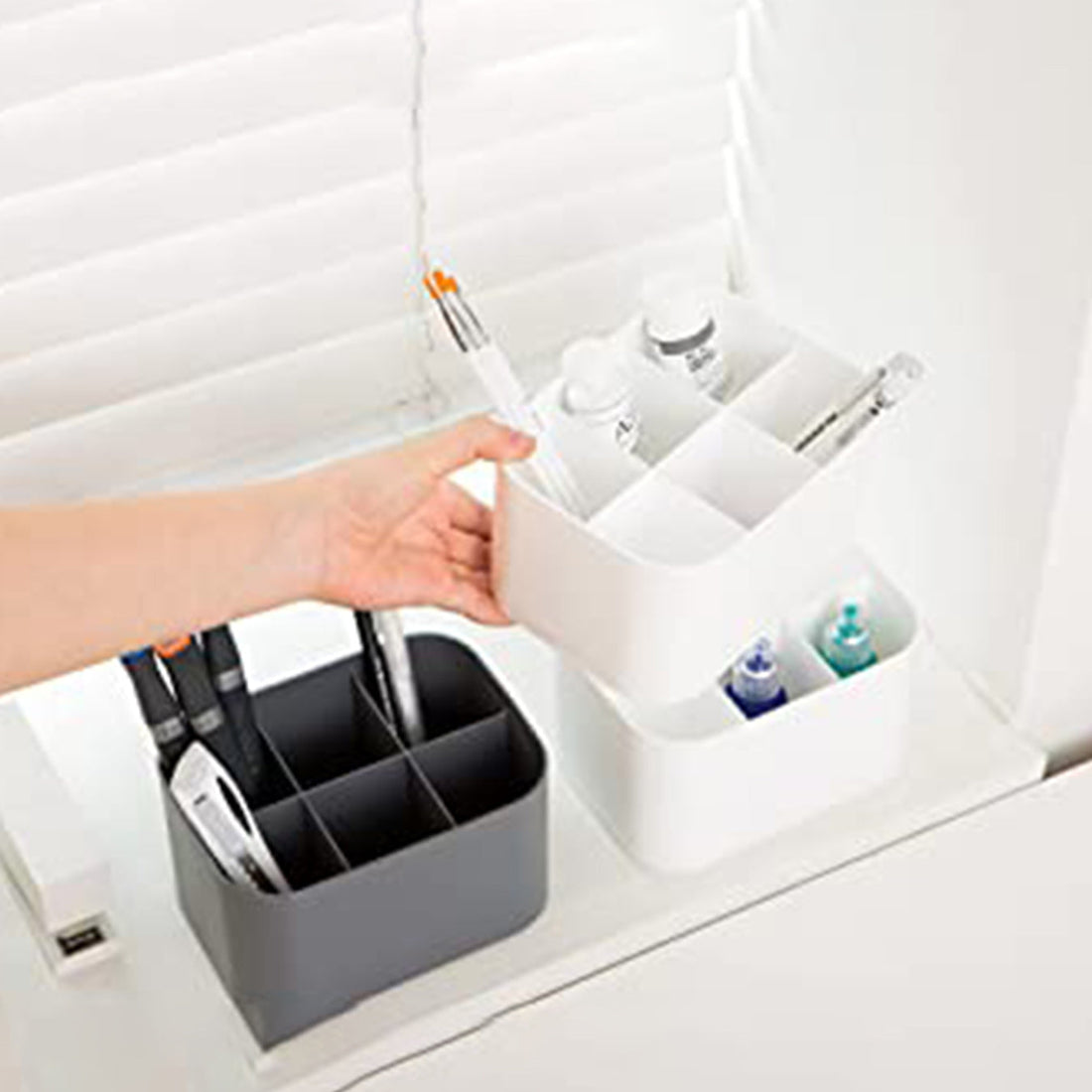 Litem | Organiser| 6 Compartments | Grey | My Room | Multi Cube | For Office  Home & Kitchen