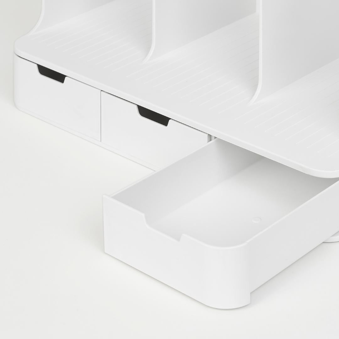 Sysmax | Olio Book Rack with 3 Compartments | 3  Drawers | Organiser| Beige