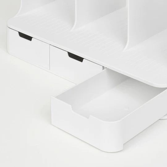 Sysmax | Olio Book Rack with 3 Compartments | 3  Drawers | Organiser| White