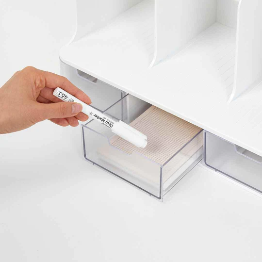 Sysmax | Olio Book Rack with 3 Compartments | 3  Drawers | Organiser| White