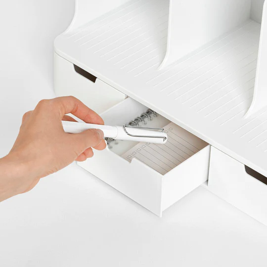 Sysmax | Olio Book Rack with 3 Compartments | 3  Transparent  Drawers | Organiser| White