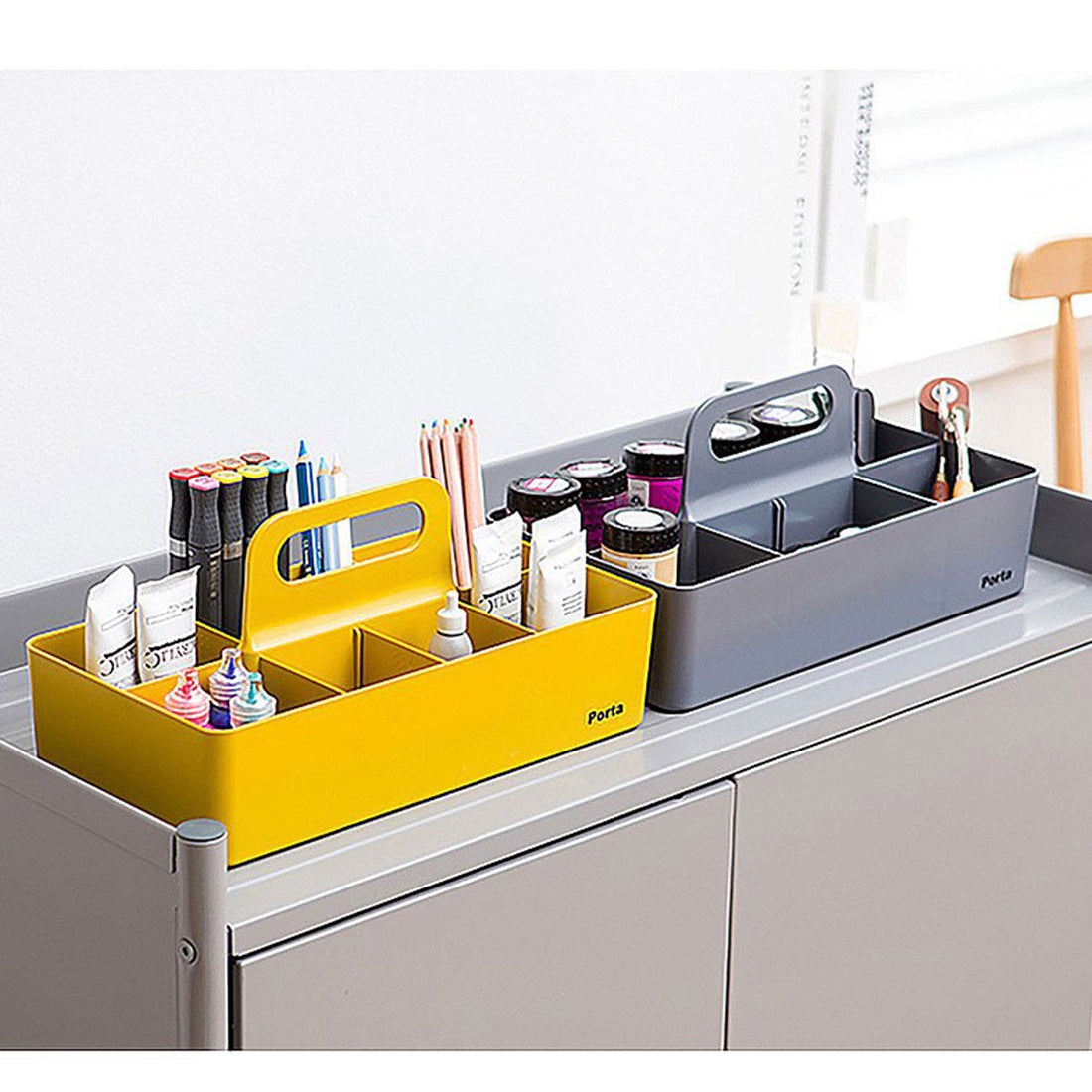 Litem | Portable | Stackable | Porta Organizer | Yellow |For Office Home & Kitchen