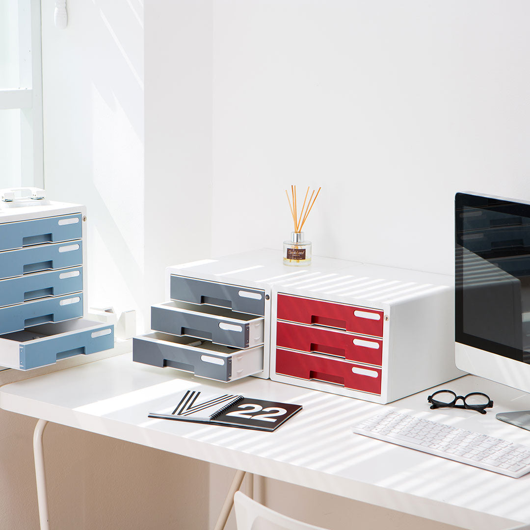 Sysmax |Lockable File Cabinet | 3 Drawers | Wine Red | For Office School  & Hospital