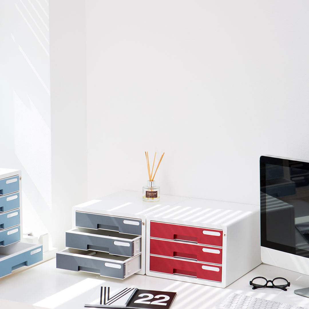 Sysmax |Lockable File Cabinet | 3 Drawers | Wine Red | For Office School  & Hospital