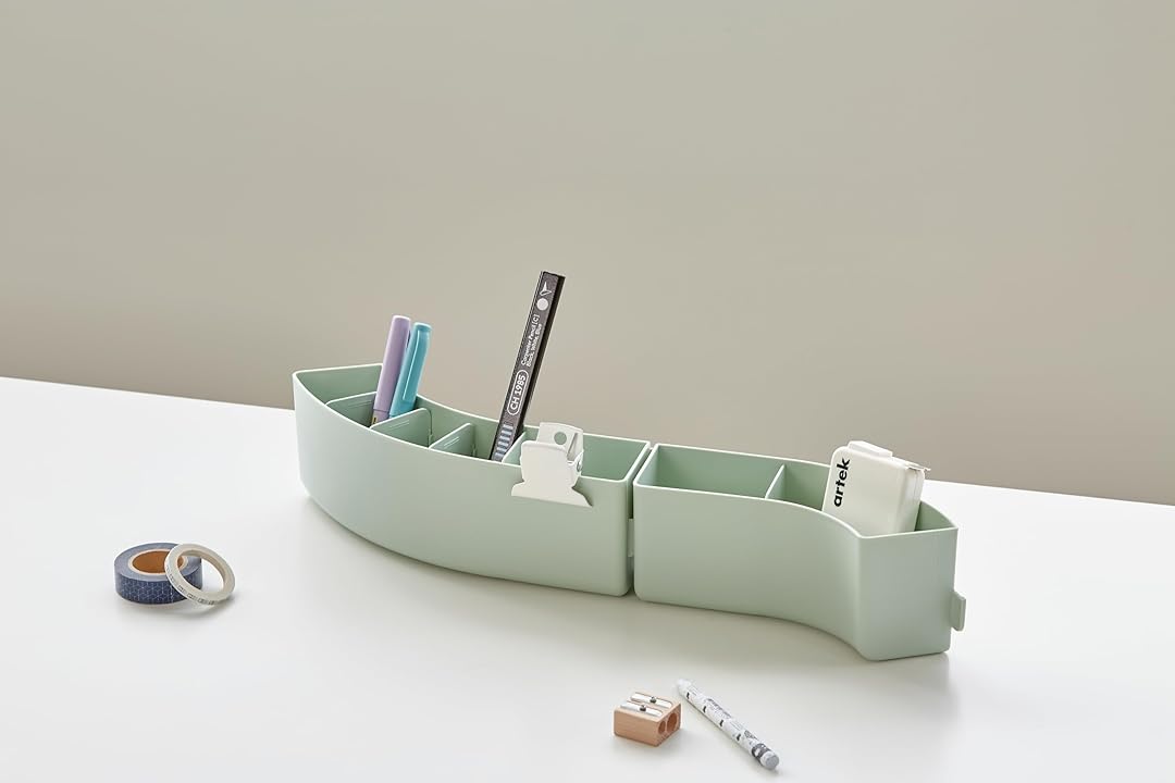 Litem |Pen Stand | Organiser | 6 Compartment | Sage Green |  Train