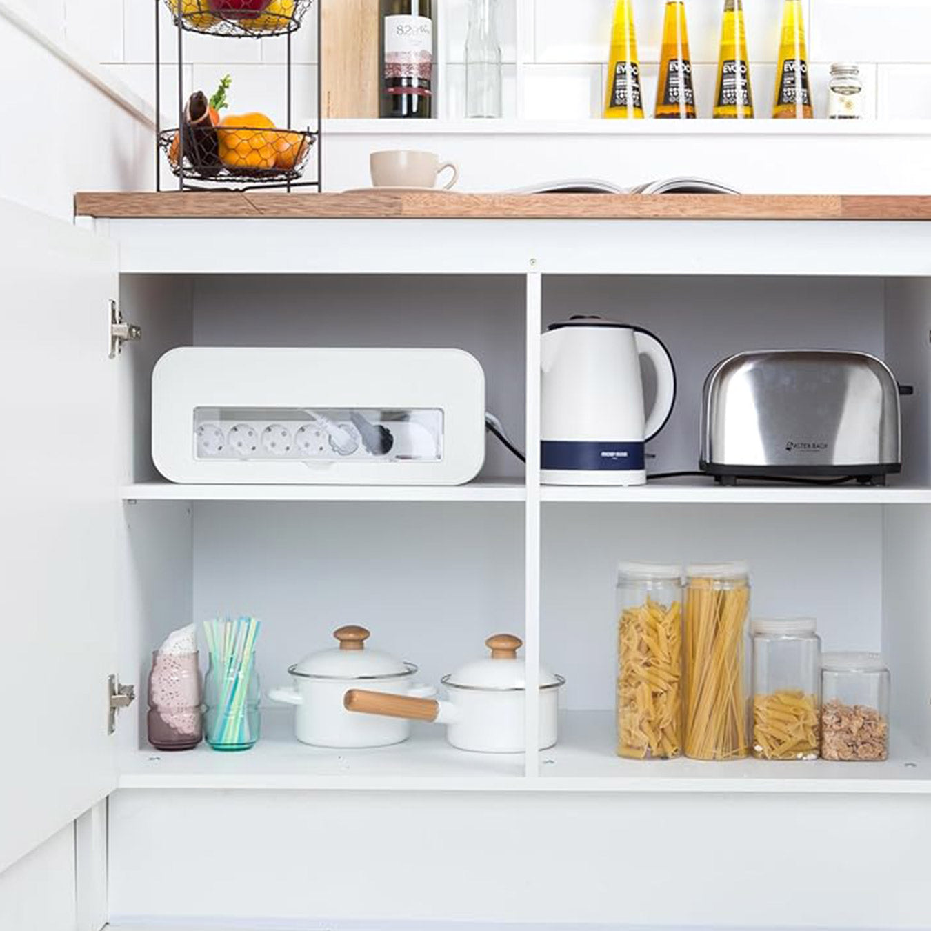 Litem | White | Cable Management Box & Charging Stand | Desk Organizer