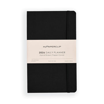 myPAPERCLIP 2026 Daily Planner M1 | Medium Size | Black | Soft Cover | 384 Pages, 80 GSM | Black - penpencilink