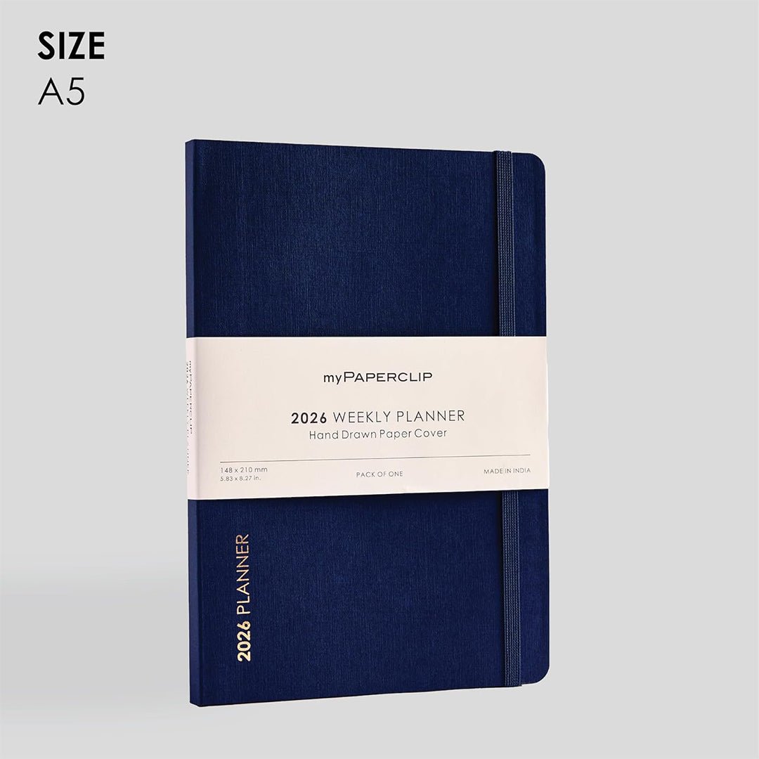 myPAPERCLIP 2026 Weekly Planner | A5 Size | Soft Cover | 192 Pages, 80 GSM | Imperial Blue - penpencilink