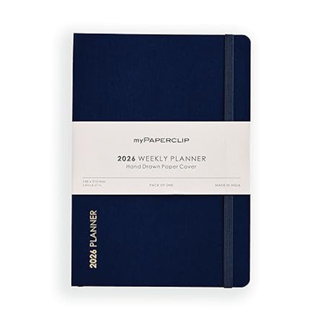 myPAPERCLIP 2026 Weekly Planner | A5 Size | Soft Cover | 192 Pages, 80 GSM | Imperial Blue - penpencilink