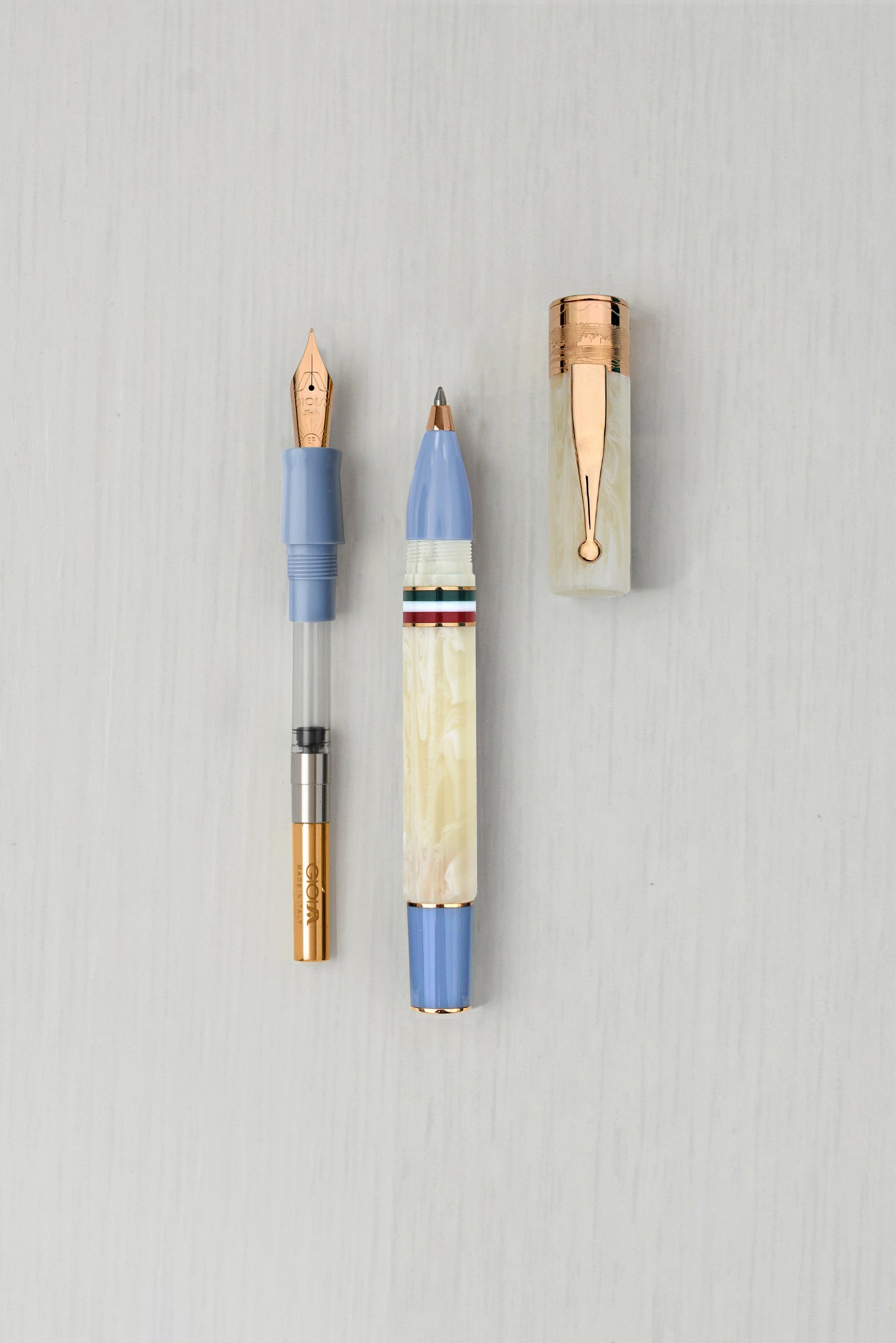 Gioia | Fountain Pen & Rollerball Pen | Partenope | Ivory Blue RGT
