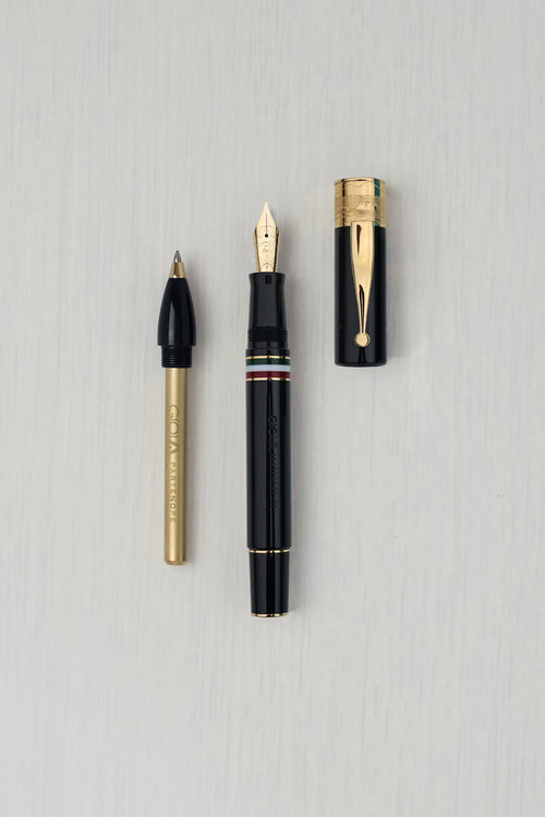 Gioia | Fountain Pen & Rollerball Pen | Partenope | Black | Gold Trims