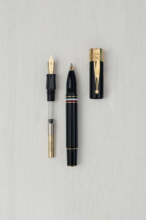Gioia | Fountain Pen & Rollerball Pen | Partenope | Black | Gold Trims