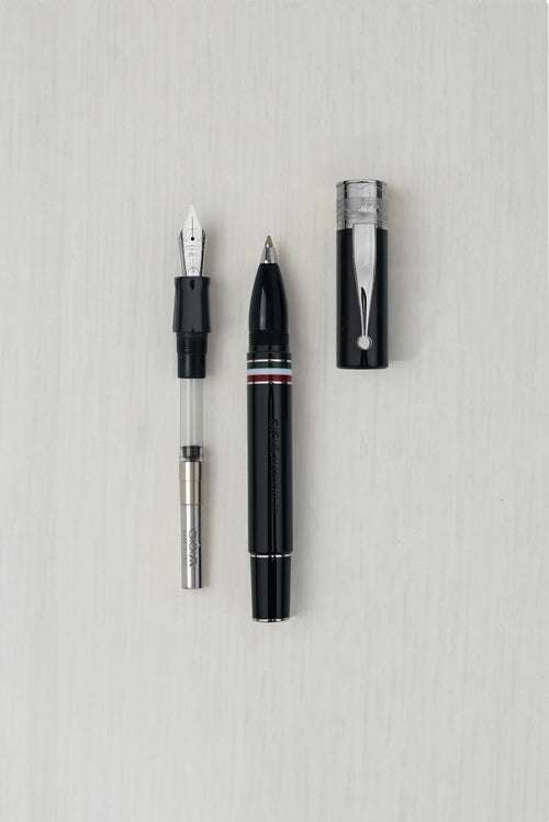 Gioia | Fountain Pen & Rollerball Pen | Partenope | Black | Ruthenium Trims