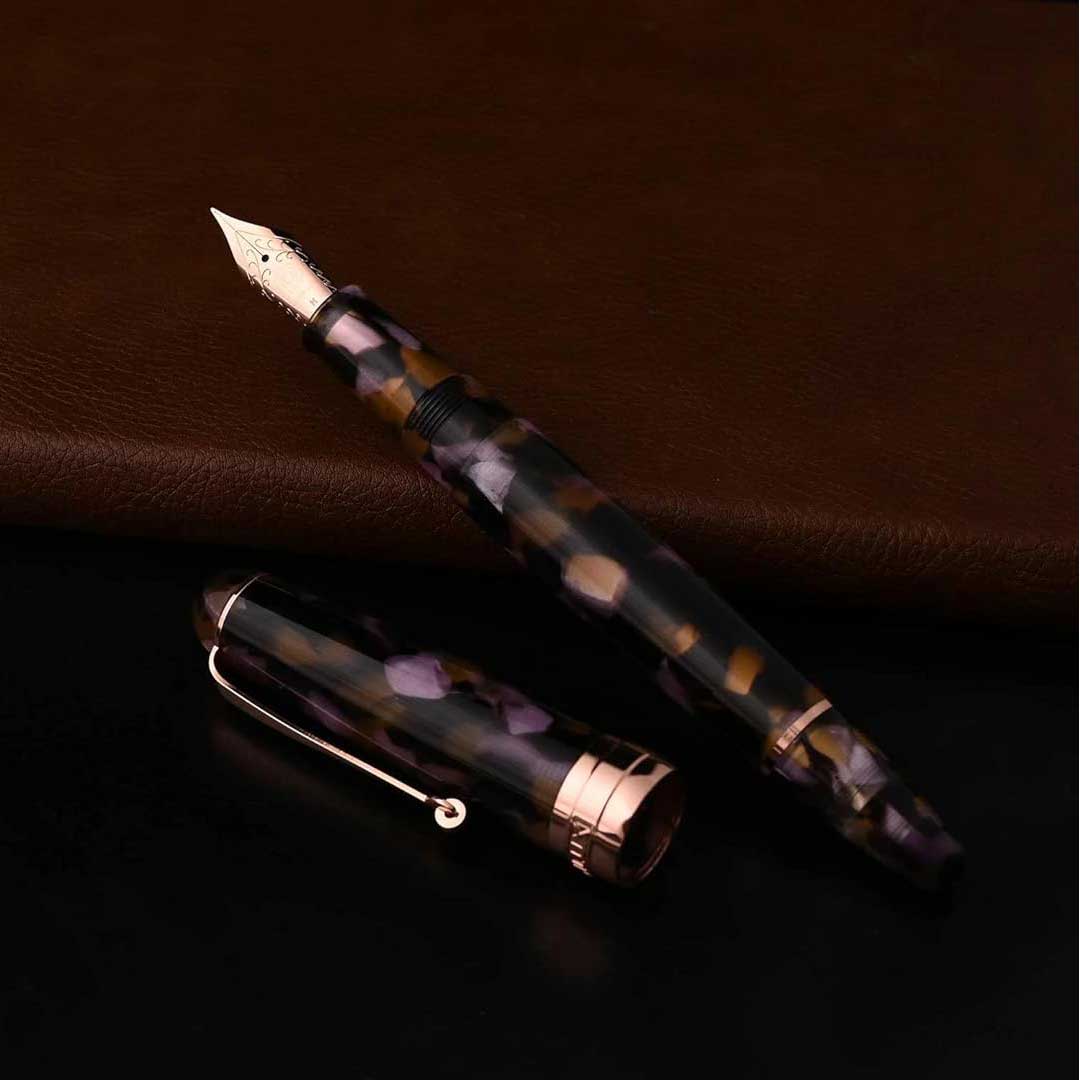 Penlux | Masterpiece Delgado | Fountain Ink Pen | Euploea | Brown Black | Piston Filling