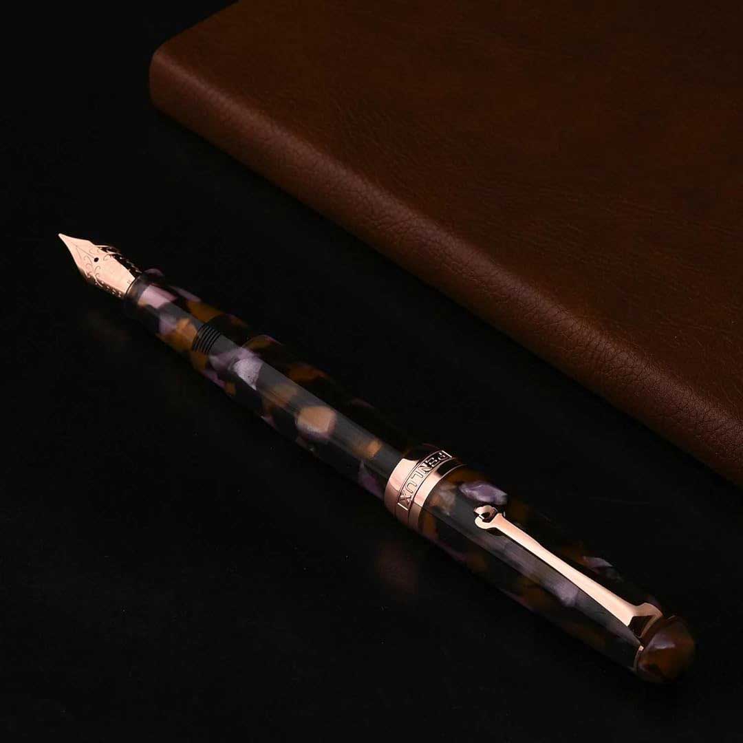 Penlux | Masterpiece Delgado | Fountain Ink Pen | Euploea | Brown Black | Piston Filling