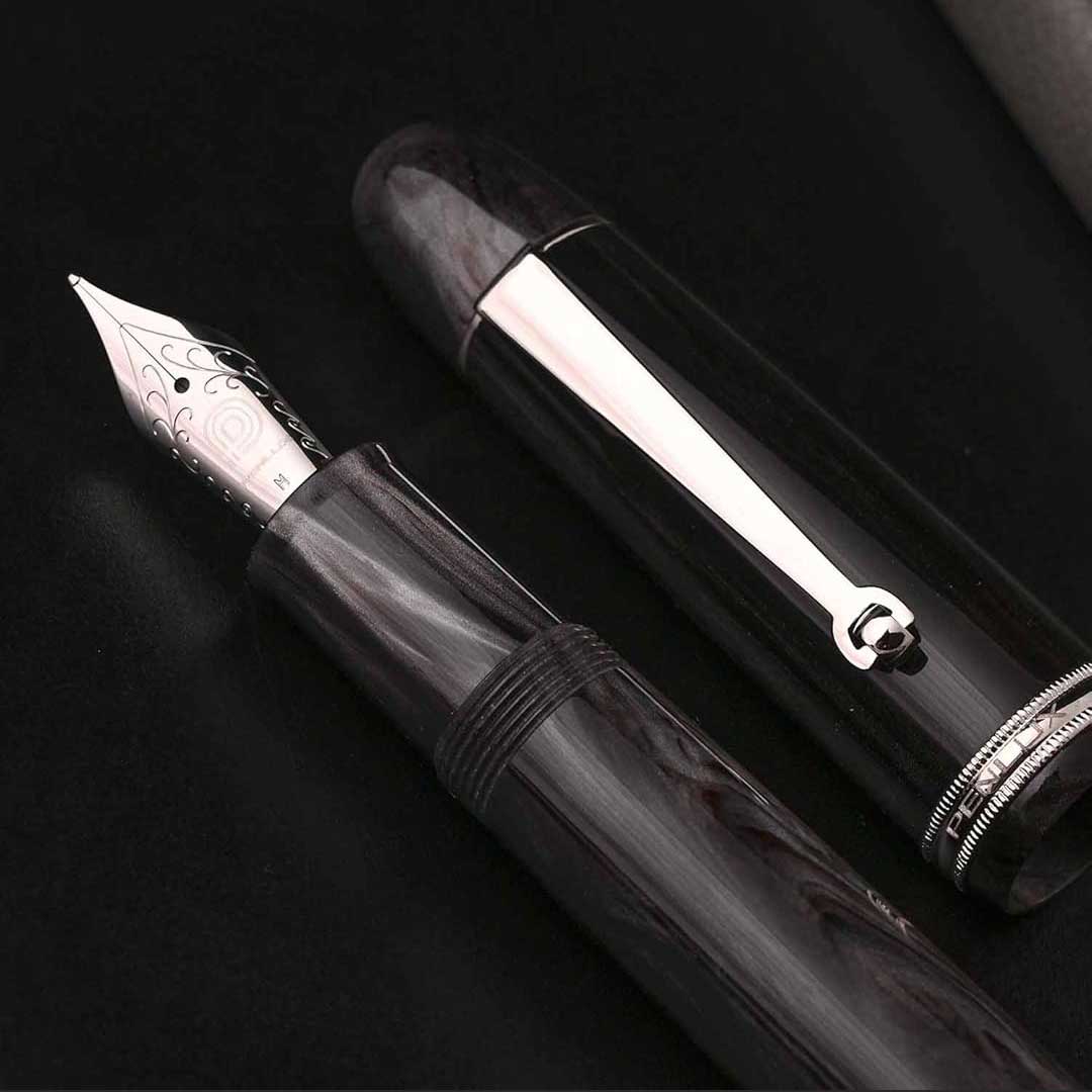 Penlux | Masterpiece Grande | Fountain Ink Pen | Black Wave Body | Piston Filling