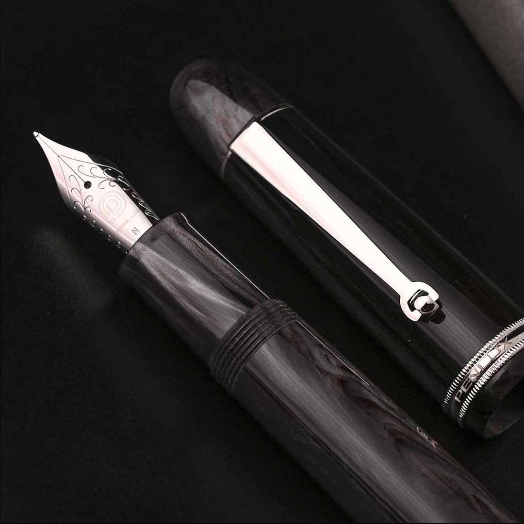 Penlux | Masterpiece Grande | Fountain Ink Pen | Black Wave Body | Piston Filling