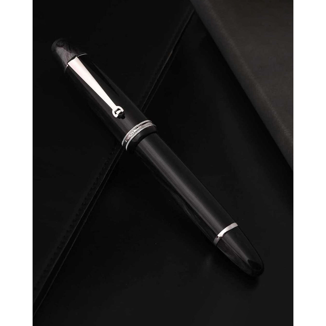Penlux | Masterpiece Grande | Fountain Ink Pen | Black Wave Body | Piston Filling
