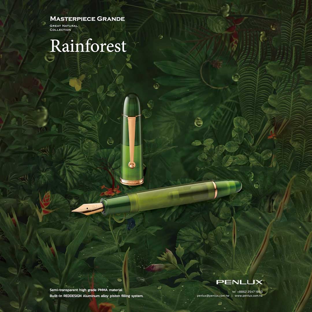 Penlux | Masterpiece Grande | Fountain Pen | Rain Forest | Green | Piston Filling