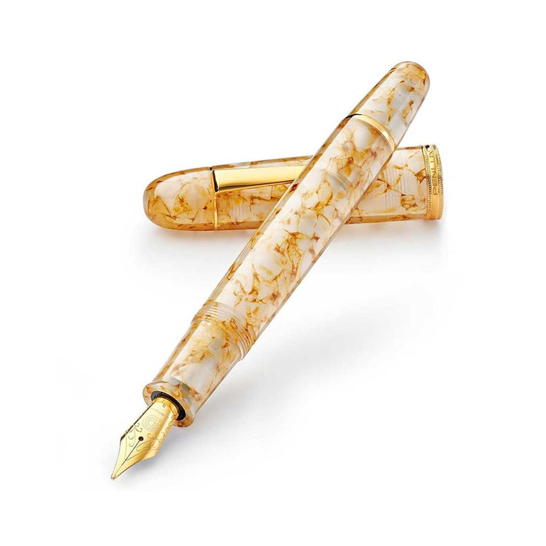Penlux | Masterpiece Grande | Great Natural | Fountain Pen | Golden Sand | Clear Body | Piston Filling
