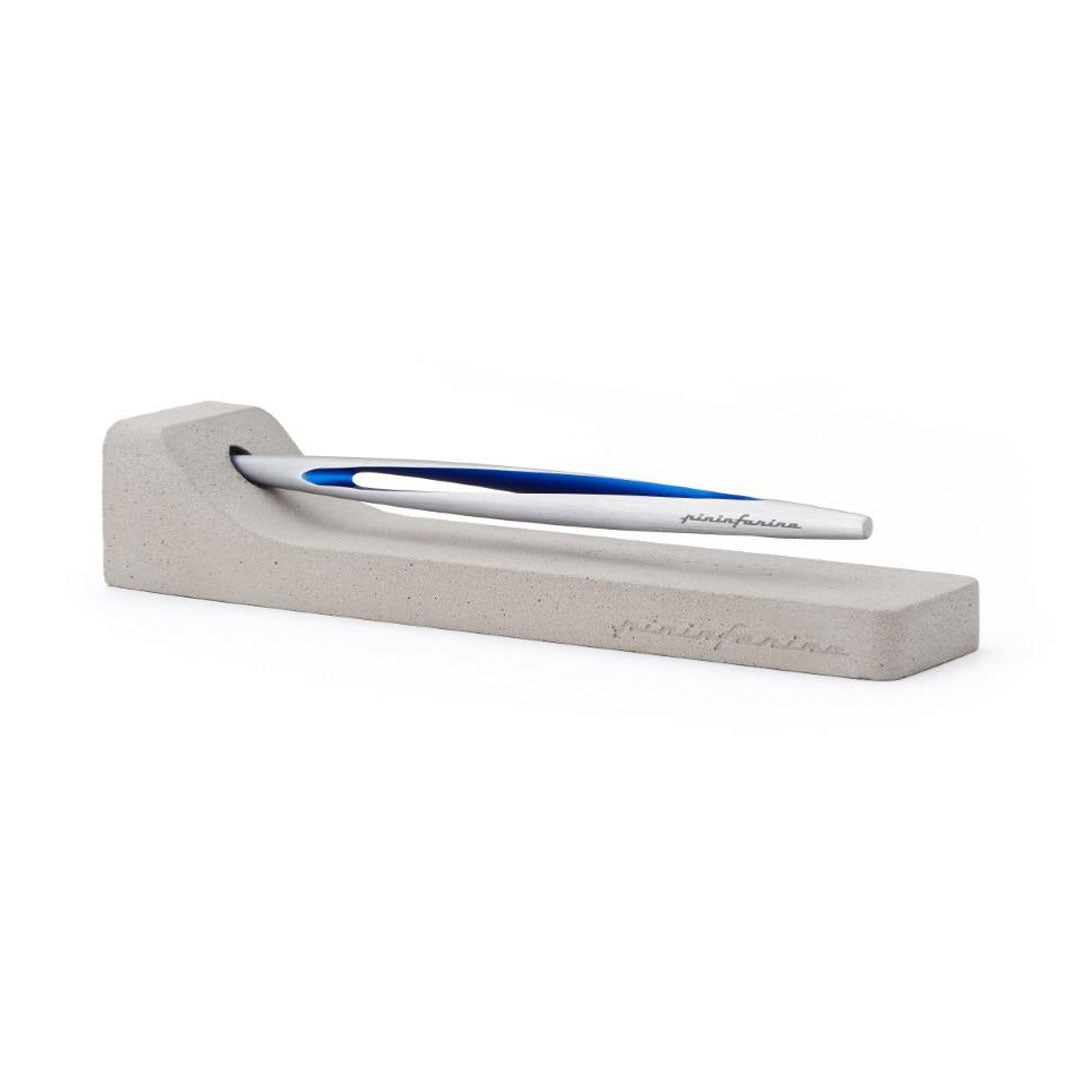 Pininfarina | Aero Blue Pencil | Ethergraf® metal alloy tip  | Raw Concrete Desk Stand