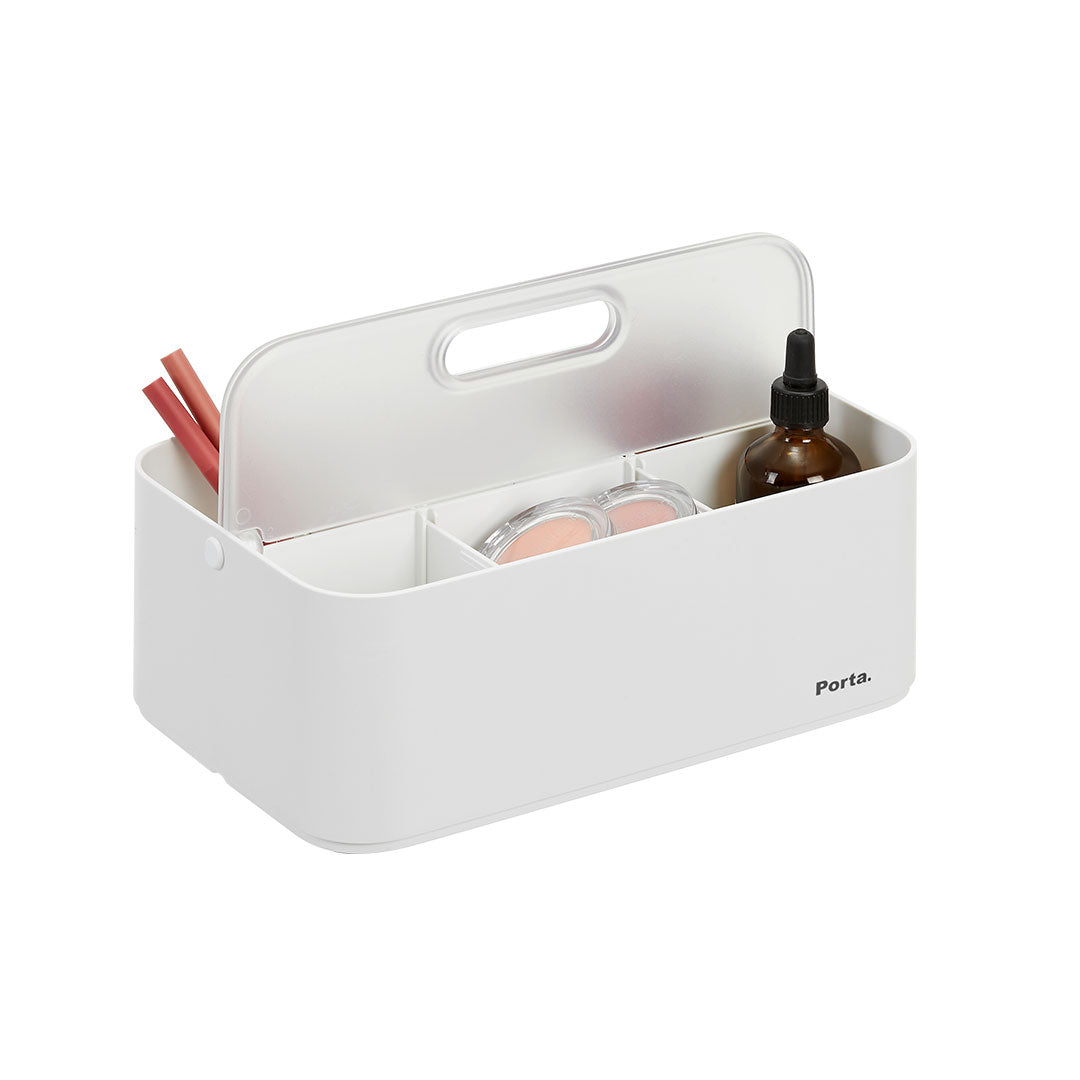 Litem | Portable |Stackable |Organizer with Lid and Adjustable Compartments | White Transparent