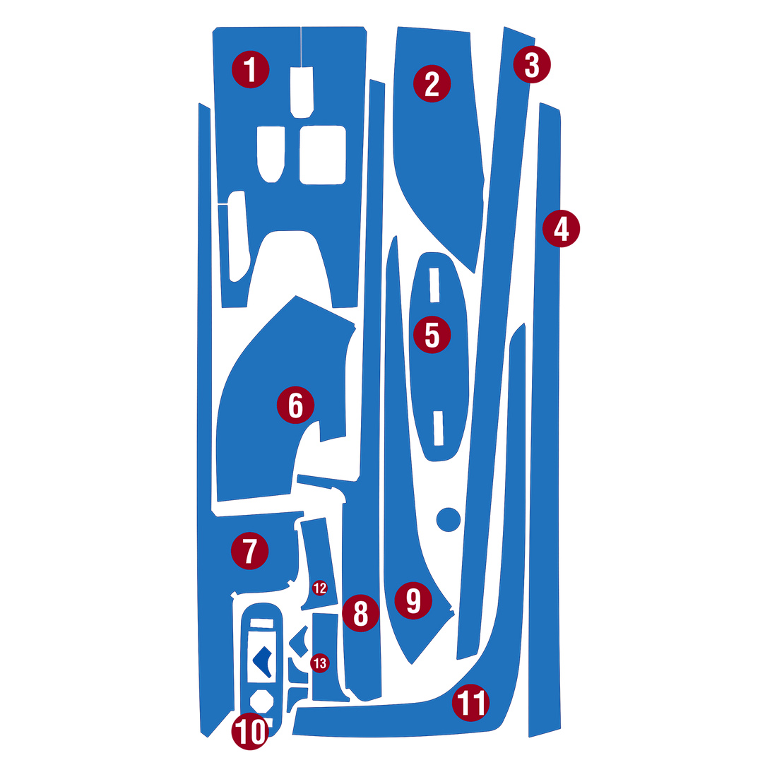 Precut interior PPF film layout for Mahindra BE 6
