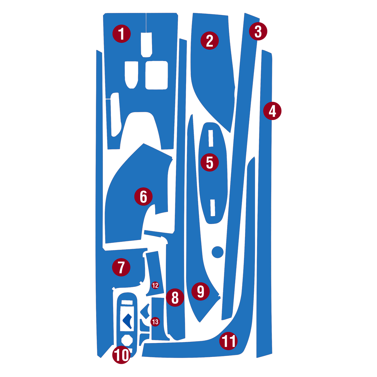 Precut interior PPF film layout for Mahindra BE 6