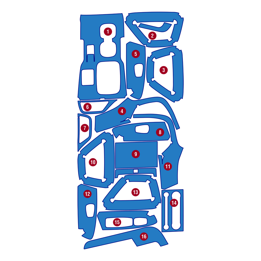 Precut interior PPF film layout for Mahindra Scorpio N Automatic