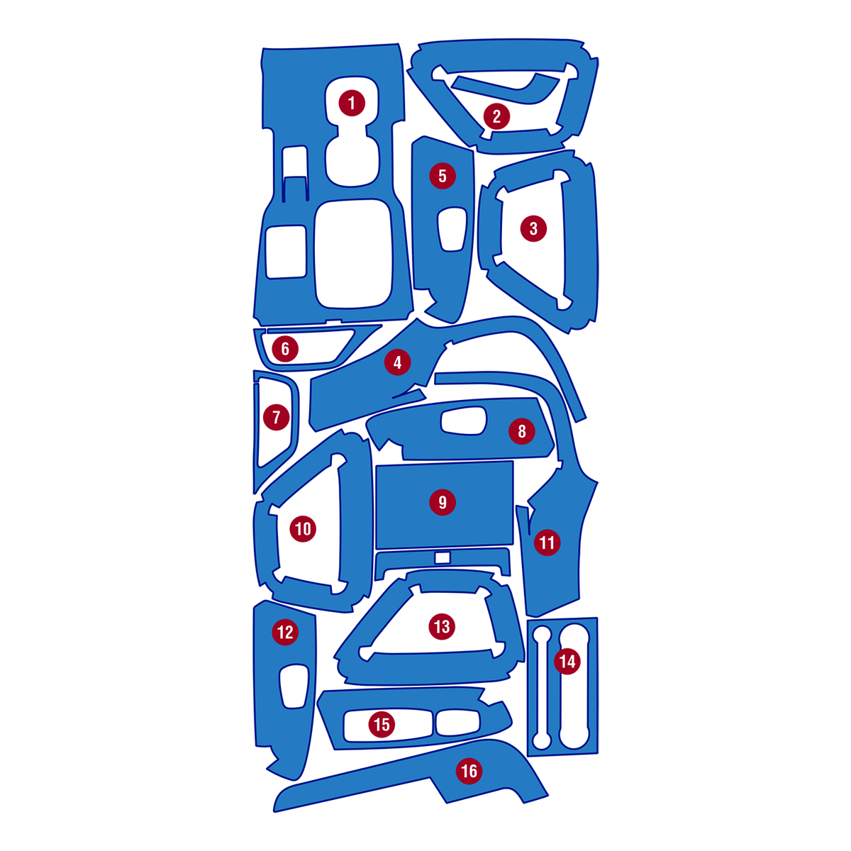 Precut interior PPF film layout for Mahindra Scorpio N Automatic