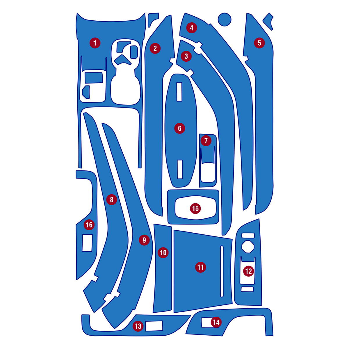 Precut interior PPF film layout for Mahindra XEV 9E