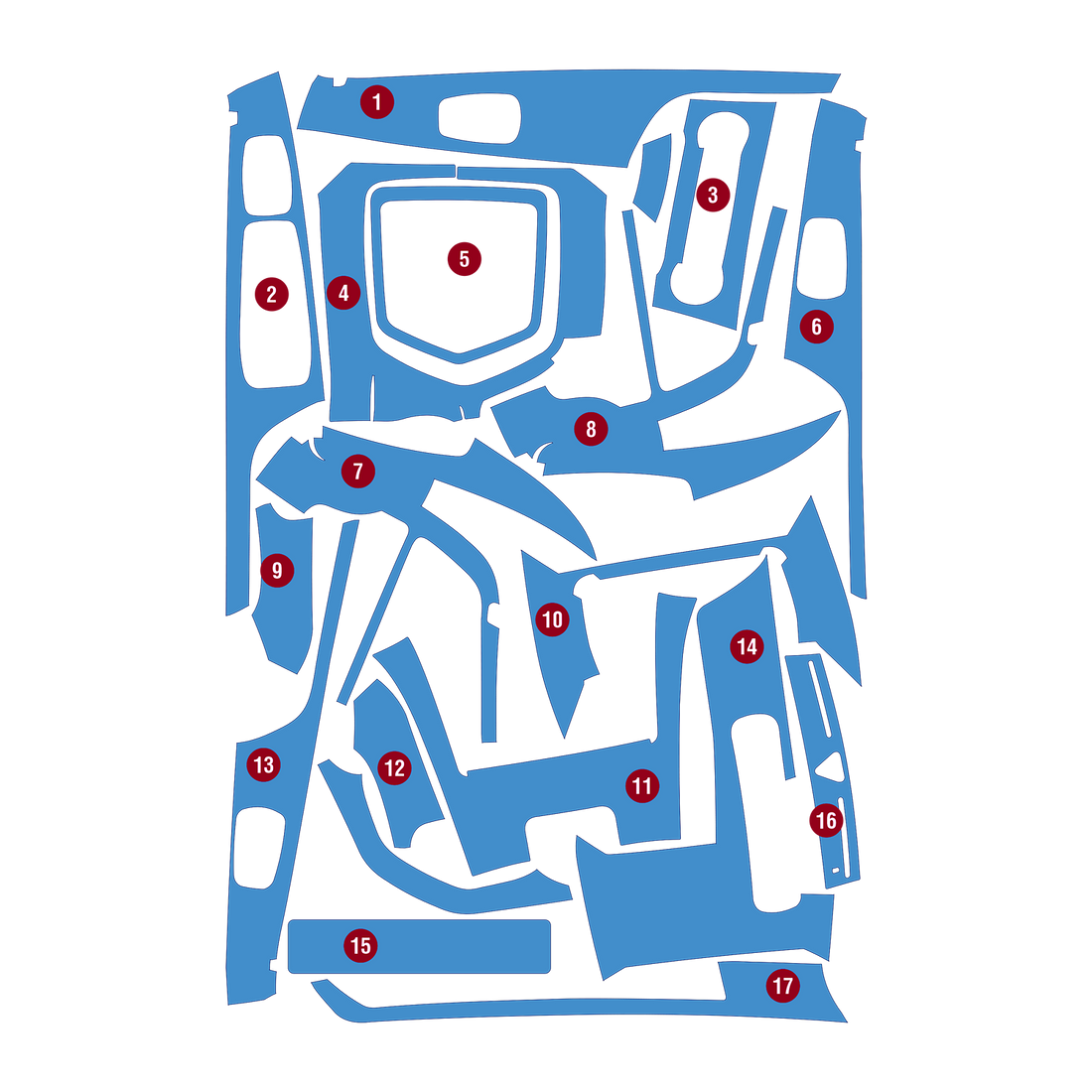 Precut interior PPF film layout for Mahindra XUV 3XO