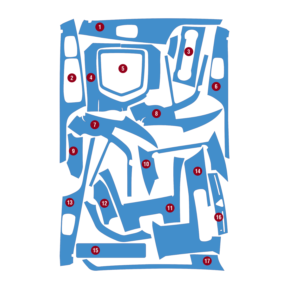 Precut interior PPF film layout for Mahindra XUV 3XO