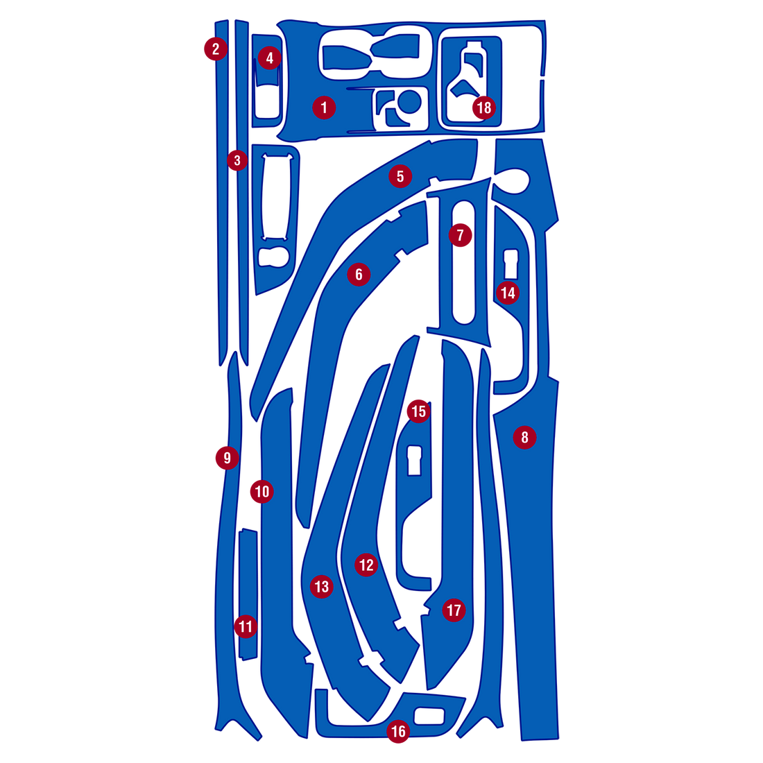 Precut interior PPF film layout for Mahindra XUV 700 AX7L