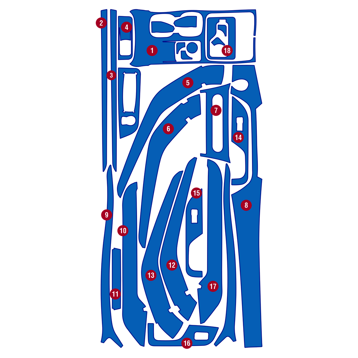 Precut interior PPF film layout for Mahindra XUV 700 AX7L