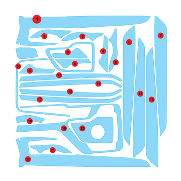 Precut interior PPF film layout for MG Gloster