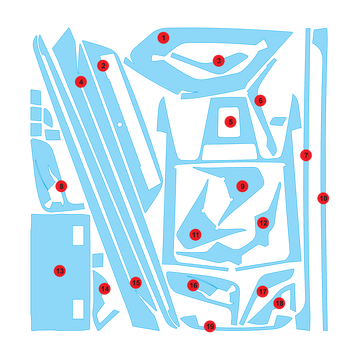 Precut interior PPF film layout for MG Majestor
