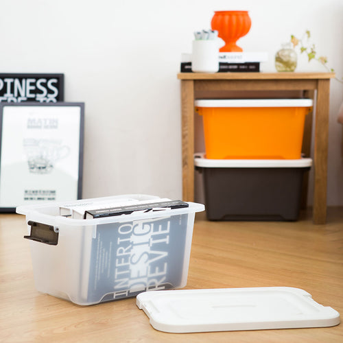 Litem | Multi Utility Storage  Box |Organizer  | 17 litres | Orange | Living Box | For Office Home & Kitchen