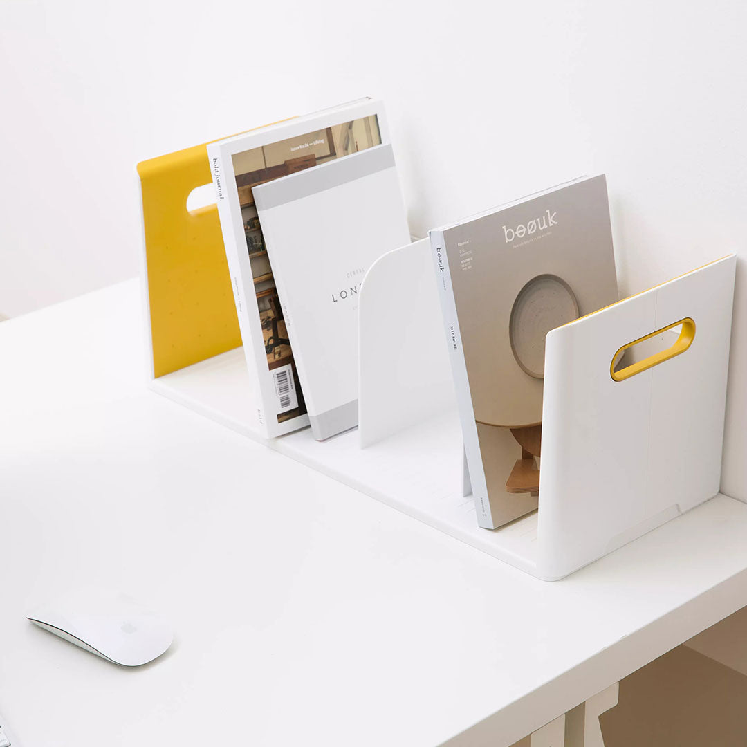 Litem | Book Rack | 4 Compartments | Organizer| Yellow |Roomax