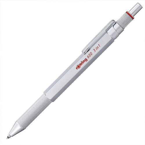 Rotring | 600 Pen And Mechanical Pencil | 3-in-1 | Silver