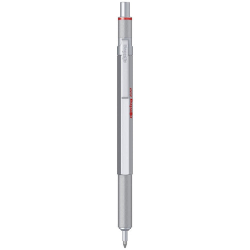 Rotring | 600 Series | Silver 1.0mm Ball Pen | Metal Body | Non-Slip | Metal Knurled Grip