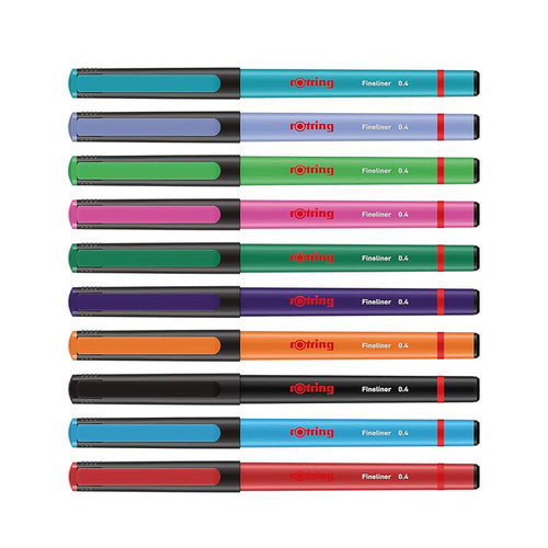 Rotring | Liner Fineliner Pens | Assorted Colours | Pack of 10 Pieces | 0.4mm