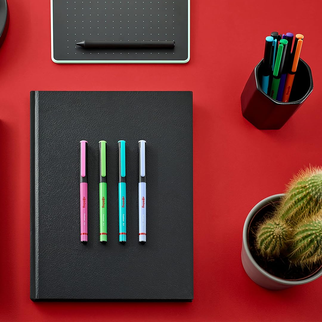 Rotring | Liner Fineliner Pens | Assorted Colours | Pack of 4 Pieces | 0.4mm